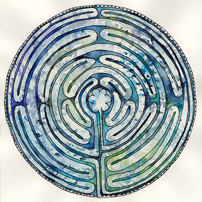 labyrinth in watercolour